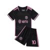 Replika Otroški nogometni dresi kompleti Inter Miami Gostujoči 2023-24 Kratek Rokav + Kratke hlače Lionel Messi 10-1