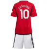 Poceni Nogometni dresi za otroke Manchester United Domači 2023-24 Kratek Rokav + Kratke hlače Marcus Rashford 10