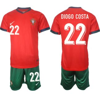 Novo Moški Nogometni dresi Portugalska Domači Euro 2024 Kratek Rokav + Kratke hlače Diogo Costa 22