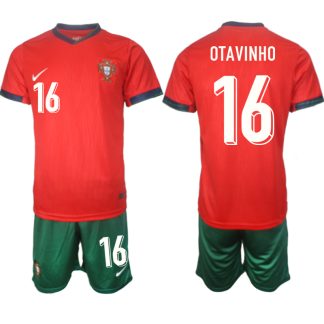 Novo Moški Nogometni dresi Portugalska Domači Euro 2024 Kratek Rokav + Kratke hlače Otavinho 16
