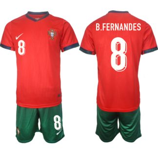 Novo Moški Nogometni dresi Portugalska Domači Euro 2024 rdeča zelena Bruno Fernandes 8