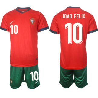 Novo Moški Nogometni dresi Portugalska Domači Euro 2024 rdeča zelena Joao Felix 10