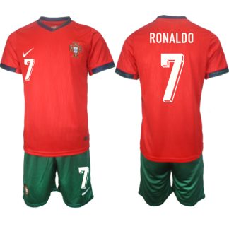 Novo Moški Nogometni dresi Portugalska Domači Euro 2024 rdeča zelena Ronaldo 7