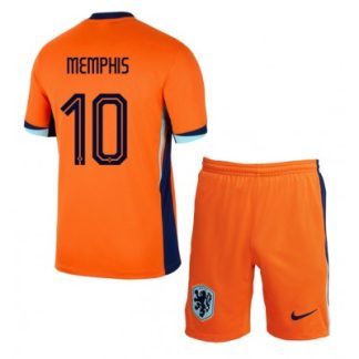 Novo Otroški Nogometni dresi kompleti Nizozemska Domači Euro 2024 oranžna Memphis Depay 10