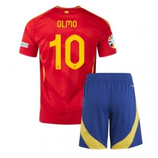Poceni Otroški Nogometni dresi za otroke Španija Domači Euro 2024 tisk Dani Olmo 10