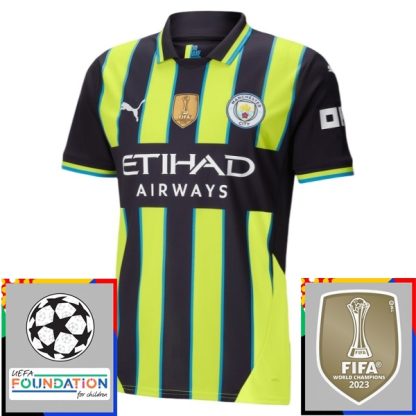 Poceni Moški Nogometni dresi Manchester City Gostujoči Champions League With Patch 2024-2025 Bernardo Silva 20