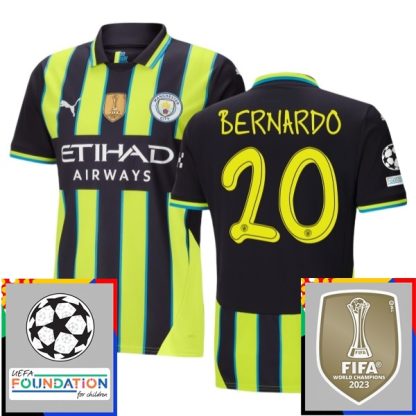 Poceni Moški Nogometni dresi Manchester City Gostujoči Champions League With Patch 2024-2025 Bernardo Silva 20