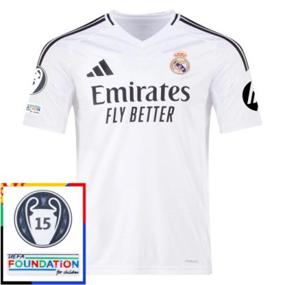 Poceni Moški Nogometni dresi Real Madrid Domači 15th Champions League With Patch 2024-2025