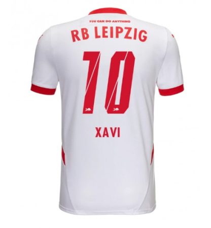 Moški Nogometni dresi RB Leipzig Domači 2024-25 bela rdeča Kratek Rokav Xavi Simons 10