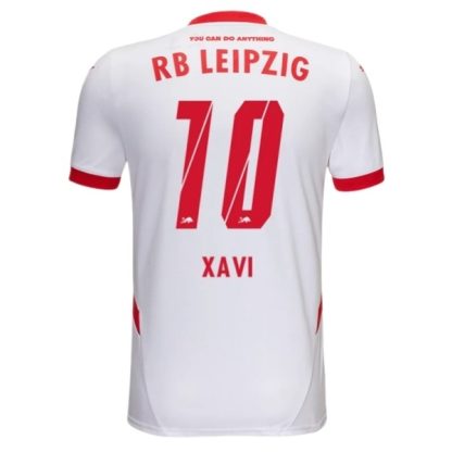 Moški Nogometni dresi RB Leipzig Domači 2024-25 bela rdeča Kratek Rokav Xavi Simons 10