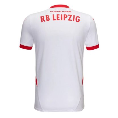 Poceni Moški Nogometni dresi RB Leipzig Domači 2024-25 bela rdeča z lastnim imenom