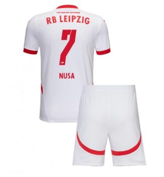 Poceni Otroški Nogometni dresi RB Leipzig Domači 2024-25 Antonio Nusa 7