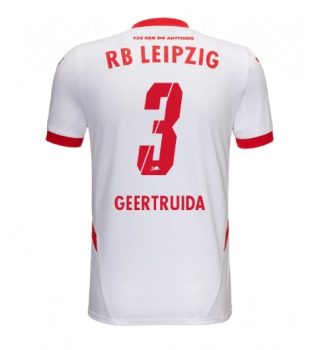 Prodajo Moški Nogometni dresi RB Leipzig Domači 2024-25 bela rdeča Lutsharel Geertruida 3