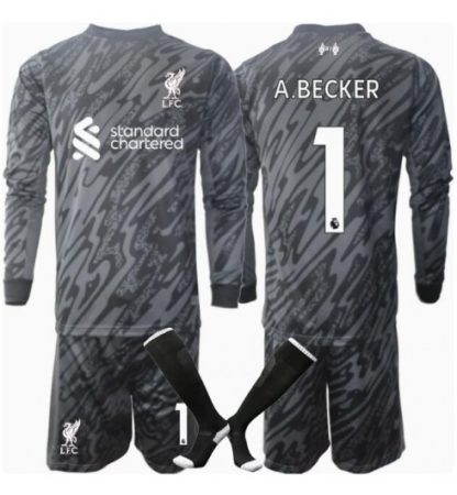 Novo Otroški Nogometni Dresi Kompleti Liverpool Vratar Domači 2024-25 Alisson Becker 1