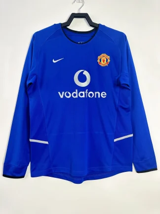 Poceni Moški Retro Nogometni dresi Manchester United Gostujoči 2002-03 modra