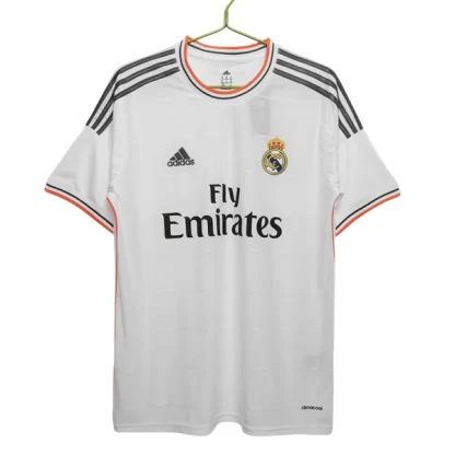 Poceni Moški Retro Nogometni dresi Real Madrid Domači 2013-14 bela Kratek Rokav