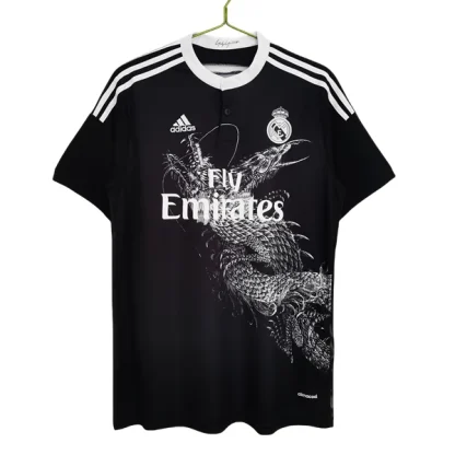 Poceni Moški Retro Nogometni dresi Real Madrid Tretji 2014-15 črna Kratek Rokav