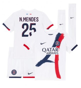 Kje Kupiti Otroški Nogometni dres Paris Saint-Germain PSG Gostujoči 2024-25 Nuno Mendes 25