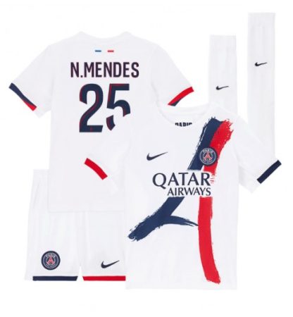 Kje Kupiti Otroški Nogometni dres Paris Saint-Germain PSG Gostujoči 2024-25 Nuno Mendes 25