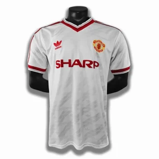 Retro Nogometni dresi Manchester United Gostujoči 1986-88 bela Kratek Rokav