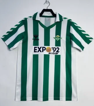 Kupiti Retro Nogometni dresi Real Betis Domači 1988-89 zelena bela Kratek Rokav