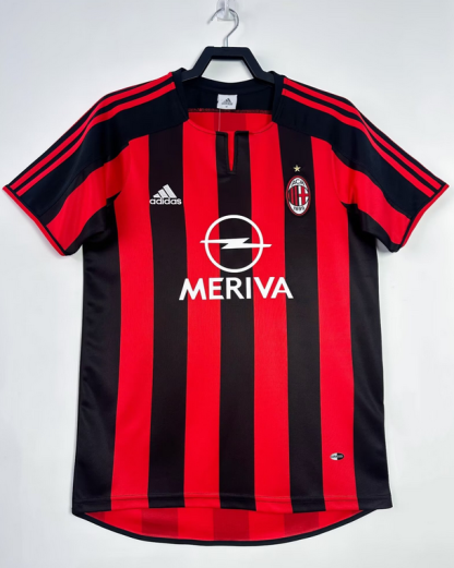 Moški Retro Nogometni dresi AC Milan Domači 2003-04 rdeča črna Kratek Rokav po naročilu