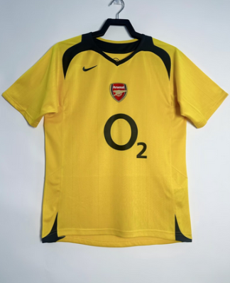 Moški Retro Nogometni dresi za nogomet Arsenal Gostujoči 2005-06 rumena Kratek Rokav